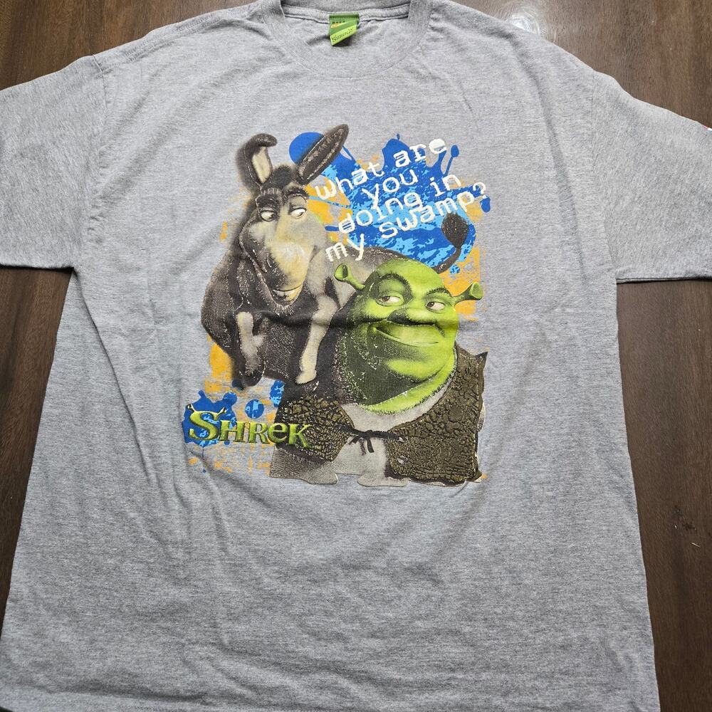 vintage 2004 DreamWorks Shrek 2 movie promotional shirt featuring Donkey size xl